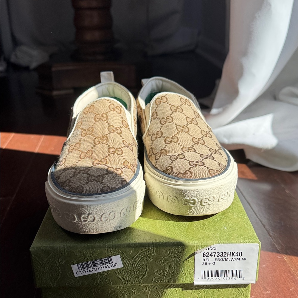 Gucci Beige and Cream Canvas Sneakers